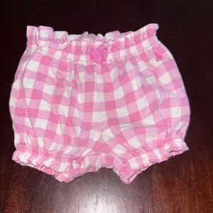 GAP Pink and White Checkered Ruffle Shorts